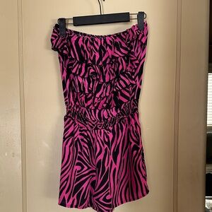 Pink and Black Zebra Print Romper